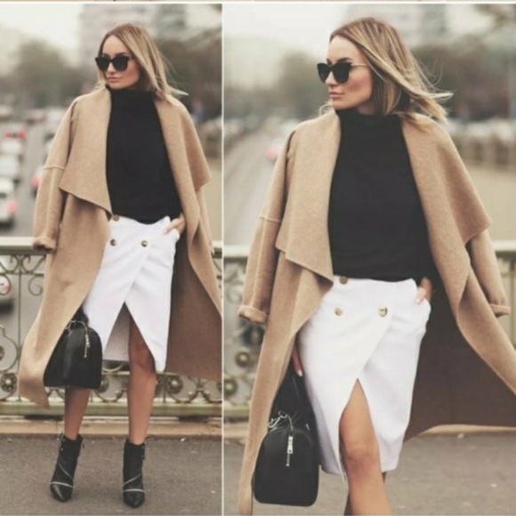 ZARA Handmade Waterfall Patch Pockets Wool coat - Picture 12 of 14